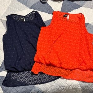 Iz Byer Orange & Blue Sleeveless Blouse Bundle. Size XL
